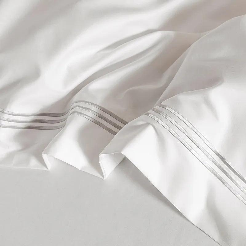 Egyptian Cotton Duvet Set with Embroidery Border - Bedroom Bliss